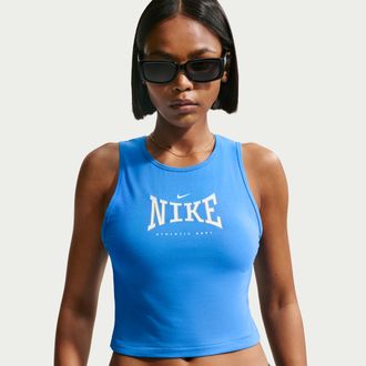 Nike Womens Nike Sportswear Tight Cropped Tank Top in Blue | IR8969-435