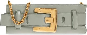 Balmain Anthem Clutch - Dames - Clutches - Groen - ONE Size - Leer - Tassen