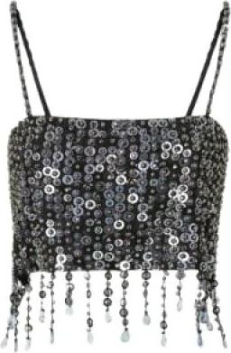 Pinko Paillet Strapless Top in Zwart en Blauw - Dames - Tops zonder mouwen - Zwart - L - Pailletten - Tops