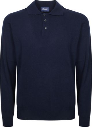 Drumohr Cashmere Long-Sleeve Polo Sweater