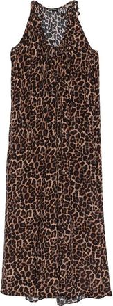 Anine Bing Kleedjes, Dames, Bruin, S, Geplooide Midi-jurk met Scoop-hals