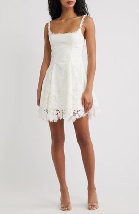 House of CB Isla Scalloped Lace Cocktail Minidress in White at Nordstrom, Size X-Large