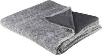 Beliani Manta De Poli&eacute;ster Gris Claro 200 X 220 Cm Colcha Pelo Suave Accesorio Saraswati