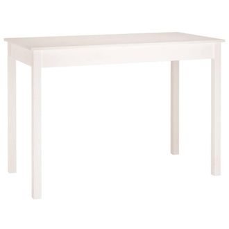 Berkfield Home Dining Table White 110x55x75 cm Solid Wood Pine | Size: 110 x 55 x 75 cm