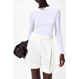 H&M Dressy linen-blend shorts in White at Nordstrom, Size 16