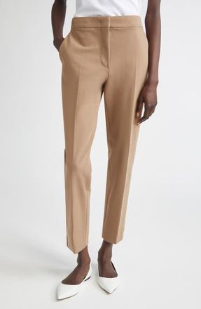 Max Mara Pegno Slim Fit Jersey Ankle Pants in Hazelnut Brown at Nordstrom, Size 14