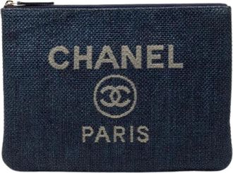 Chanel Pre-owned Clutches, female, Blue, Size: ONE SIZE Pre-owned Denim Clutch