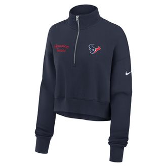 Nike Houston Texans Phoenix Nike Womens NFL Cropped 1/4-Zip Crew in Blue | 01N941L9H-DJR