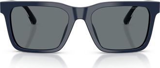Emporio Armani 57mm Square Sunglasses in Shiny Blue /Dark Blue at Nordstrom