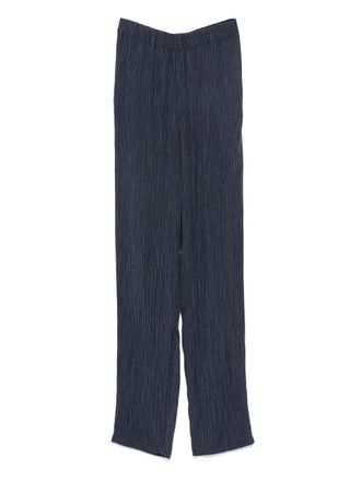 Emporio Armani pliss&eacute;-effect trousers - women - Polyamide/Viscose - 40 - Blue