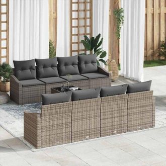 vidaXL Vidaxl - Conjunto De Sof&aacute; De Jard&iacute;n Con Coj&iacute;n 7 Pcs Gris 55 X 55 X 37 Cm