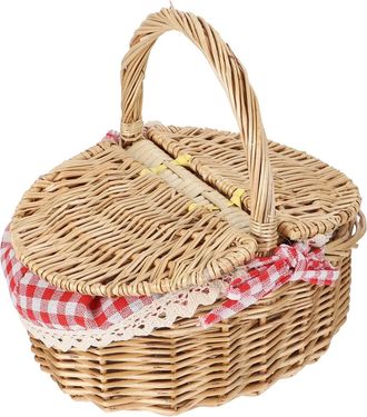 OEM Panier De Pique-nique Elayard En Osier &Agrave; Carreaux Rouges, 1 Pi&egrave;ce, 26 X 18 X 15 Cm