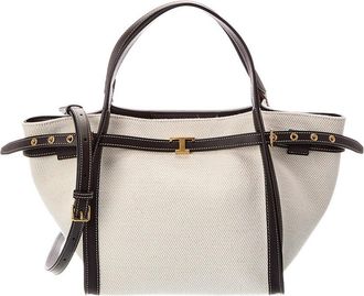 Tod's Tods Logo Small Canvas & Leather Tote