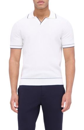 Bugatchi Tipped Johnny Collar Polo in Chalk at Nordstrom, Size Small
