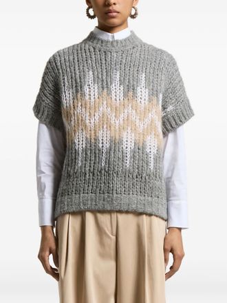 PESERICO Top con motivo geometrico - Grigio