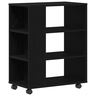 vidaXL Vidaxl - Armadio Contenitore Con Ruota Rovere Nero 60 X 35 X 75 Cm