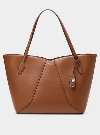 BOSS Womens Numah XL trapezoidal leather tote bag