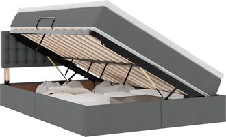 vidaXL Letto Con Contenitore E Materasso Grigio Scuro 140 X 200 Cm Vidaxl