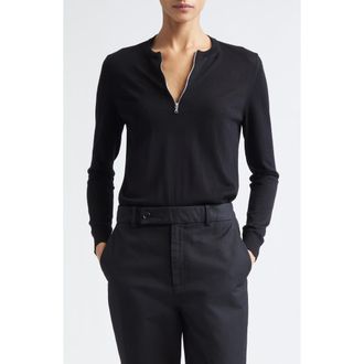Nellie Partow Mallory Half Zip Sweater in Black at Nordstrom, Size Medium