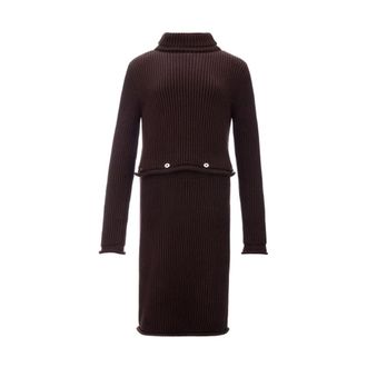 Bottega Veneta Elegante Viscose Jurk - Dames - Kleedjes - Bruin - S - Kleedjes