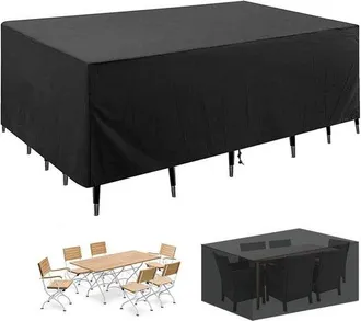 OEM Funda Protectora Para Conjunto De Jard&iacute;n, Impermeable Con Cord&oacute;n Ajustable, 200 X 160 X 70 Cm, Oxford 420d, Impermeable, Negro