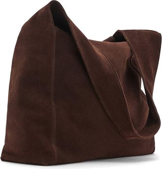 Mango Suede Shoulder Bag in Chocolate at Nordstrom