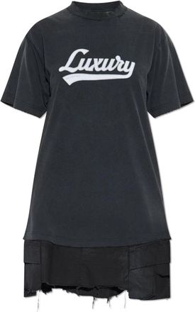 Balenciaga Jurk met logo - Dames - Korte kleedjes - Zwart - XS - Katoen - Kleedjes