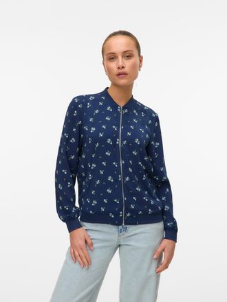 Vero Moda Blouson VERO MODA VMCOCO L/S BOMBER AOP WVN NOOS, Damen, Gr. XS, blau (navy blazer aop:flowers), Web, Obermaterial: 96% Polyester, 4% Elasthan, bedruc