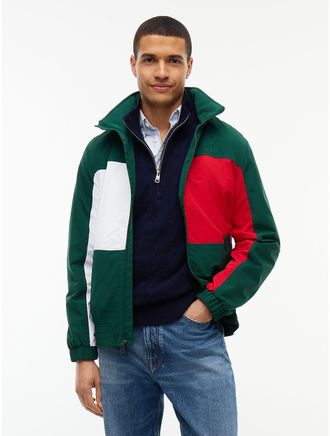 Tommy Hilfiger Mens Water-Repellent Flag Logo Regatta Jacket - Ornamental Green - XXXL