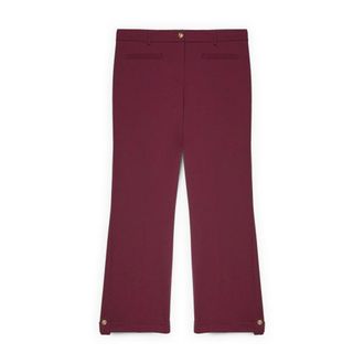 Fiorella Rubino Broeken, Dames, Rood, XL, Polyester, Geknipte broek met omslag en knoop