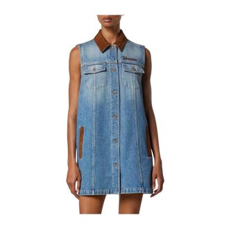 Versace Short Dresses, female, Blue, Size: XS Denim A-Line Dress