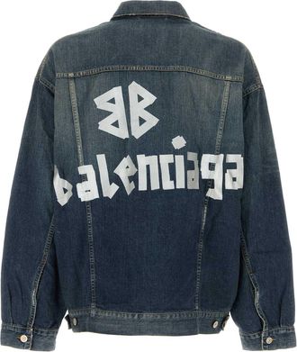 Balenciaga Mens Denim Oversize Jacket Whisker Exterior: Cotton Giubbini