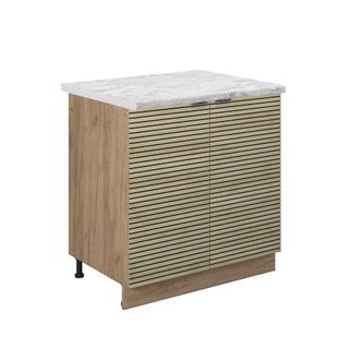 Vicco Mueble Bajo Fregadero Fame-line, Panel De Roble, 80 Cm, Et M&aacute;rmol, Vicco