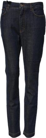 Dolce & Gabbana Blauwe Queen Patch Mid Waist Jeans - Dames - Slim Fit Jeans - Blauw - 2XS - Katoen - Jeans