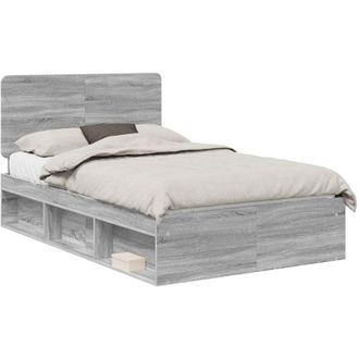 vidaXL Estructura De Cama Con Cabecera Gris Sonoma 120 X 190 Cm Vidaxl