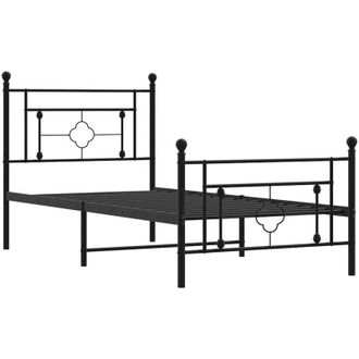 vidaXL Estructura Cama Sin Colch&oacute;n Con Estribo Metal Negro 100x200 Cm Vidaxl