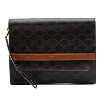 Celine Pre-owned Celine Triomphe Coated Canvas Wristlet Flap Pouch Ladies KC36TXNLM6M1BCN5