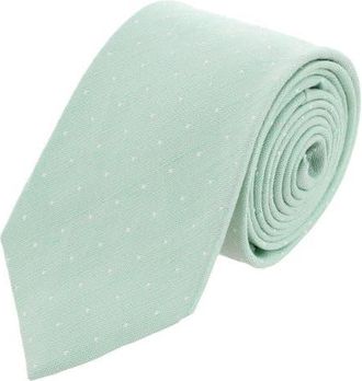 Trafalgar Store Churchill Chambray Polka Dot Linen Blend Necktie in Light Green With Polka Dots at Nordstrom