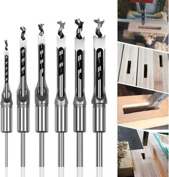 OEM Juego De 6 Brocas Para Madera De Orificio Cuadrado, Cinceles De Acero Huecos, Herramientas Para Trabajar La Madera, Broca Para Orificio Cuadrado, Broc