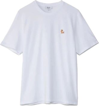 Maison Kitsuné Tops, Dames, Wit, XS, Katoen, Casual Katoenen T-Shirt voor Mannen