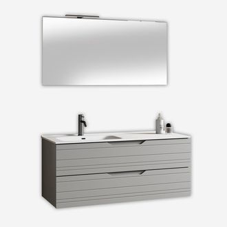 Aqa Mobile Bagno Sospeso Con Lavabo E Specchio Solmira Sx - Grigio