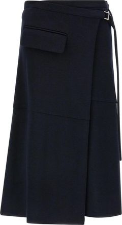 Tela Beatrix Midi Rok - Dames - Midirokken - Blauw - S - Wol - Rokken