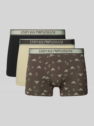 Emporio Armani Trunks im 3er-Pack mit elastischem Logo-Bund in Mittelbraun, Gr&ouml;&szlig;e XXL
