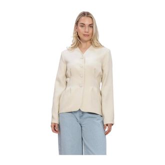Moss Copenhagen Dames, Jassen, Beige, Maat: XL Leer