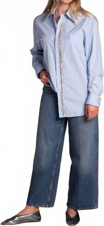 N&deg;21 Long Sleeve With Crystals Shirt In Sky Blue