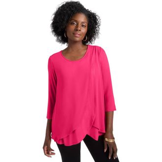 Jessica London Double-Layer High-Low Tunic in Pink Burst at Nordstrom, Size 24