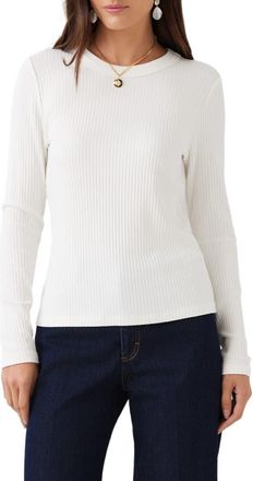 Karen Kane Ribbed Long Sleeve Top in Off White at Nordstrom, Size X-Large