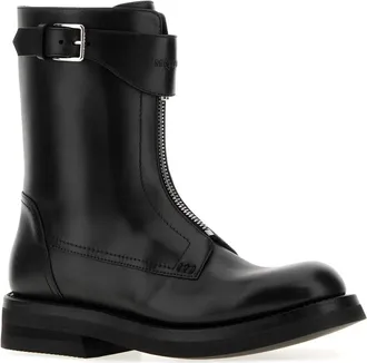 Alexander McQueen Womens Leather Biker Boot Black