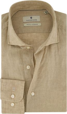 Thomas Maine overhemd linnen beige