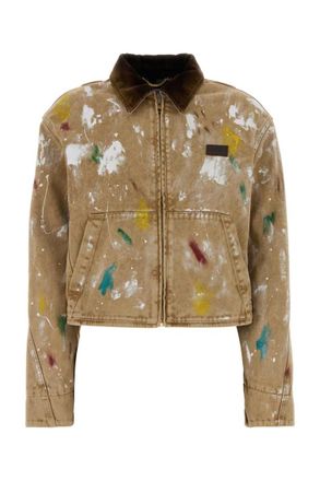 Moschino Brown Printed Shirt Collar Jacket